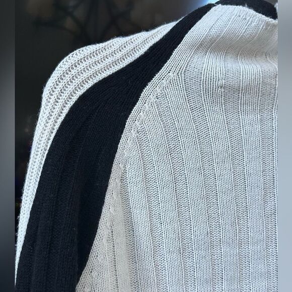 360 CASHMERE Jamie Colorblock Cashmere Blend Sweater Black White, Size S - Picture 9 of 11